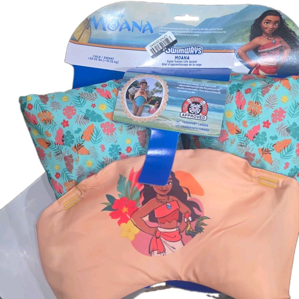 SwimWays Disney Moana Swim Trainer Life Jacket Flotation Aid 33-55 lb